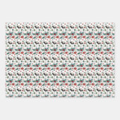 クリスマスダチョウとポインセチア ラッピングペーパーシート (正面3)