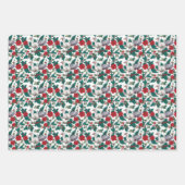 クリスマスダチョウとポインセチア ラッピングペーパーシート (正面)