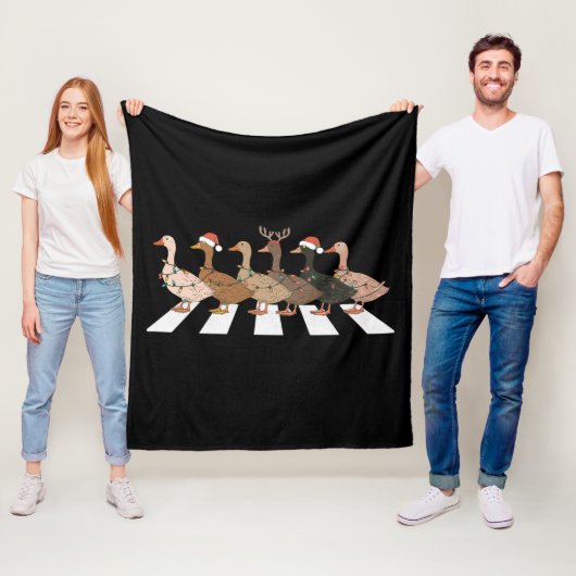 クリスマスダックおもしろい動物クリスマスファームラバーギフト フリースブランケット (インサイチュ)