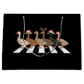 クリスマスダックおもしろい動物クリスマスファームラバーギフト ラージペーパーバッグ (正面)