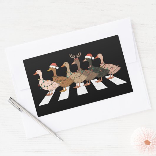 クリスマスダックおもしろい動物クリスマスファームラバーギフト 長方形シール (封筒)