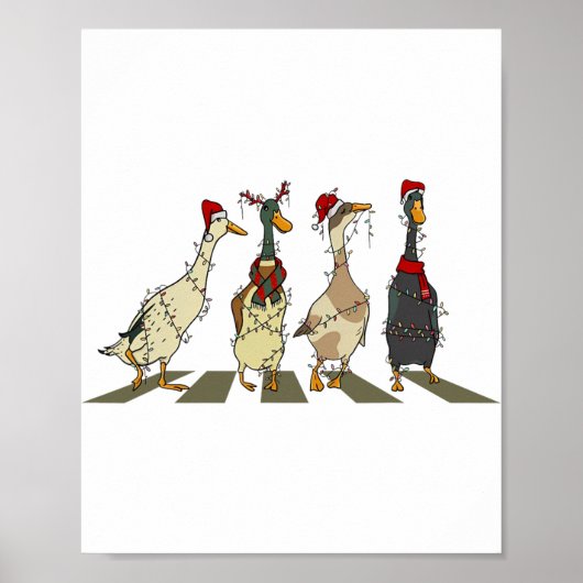 クリスマスダッククリスマスツリーライトダッククリスマスファ ポスター (正面)