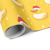 クリスマスダックサンタキュートイエローアンドレッド水玉模様 ラッピングペーパー (ロールコーナー)