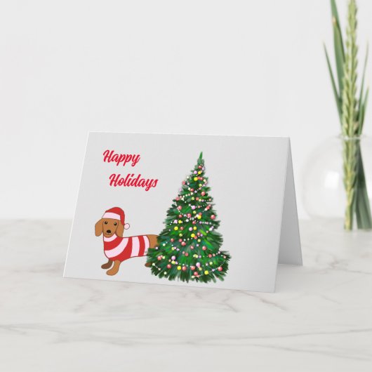 クリスマスダックスシャントのグリーティングカード サンキューカード (正面)