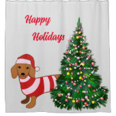 クリスマスダックスシャントシャワーカーテン シャワーカーテン (正面)