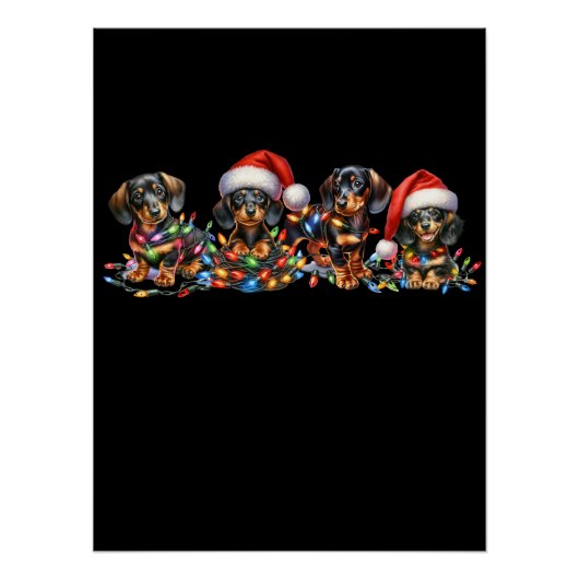 クリスマスダックスシャント子犬たち ポスター (正面)