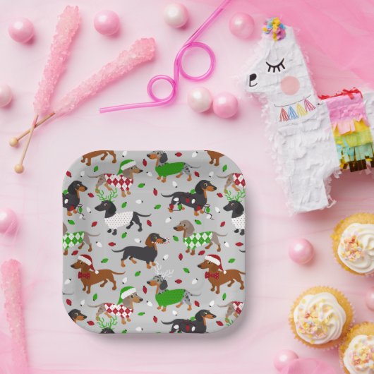 クリスマスダックスシュントすべてのコート ペーパープレート (パーティー)