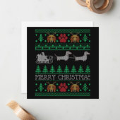 クリスマスダックスフントウィーナードッグ ノートカード (正面/裏面インサイチュ)