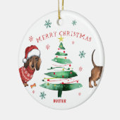 クリスマスダックスントの写真 セラミックオーナメント (左)