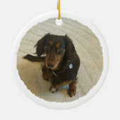クリスマスダックスントの写真 セラミックオーナメント (裏面)