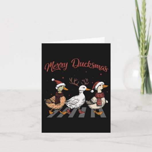 クリスマスダックメリースダッカスおもしろい動物の穴 カード (正面)