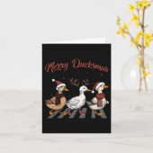 クリスマスダックメリースダッカスおもしろい動物の穴 カード (黄色い花)