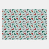 クリスマスダッシュンズインレッドフランネルバッファロープレイド ラッピングペーパーシート (正面2)
