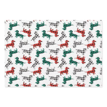 クリスマスダッシュンズインレッドフランネルバッファロープレイド