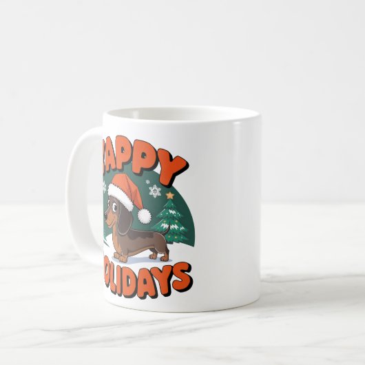 クリスマスダッシュンドウィーナードグヤッピーホリデーズ コーヒーマグカップ (正面左)