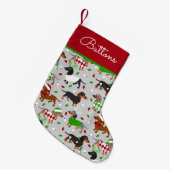 クリスマスダッシュンドオールコーツ名前をカスタムする スモールクリスマスストッキング (正面 (吊り時))