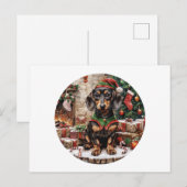 クリスマスダッシュンドドッグス小妖精や小人 シーズンポストカード (正面/裏面)