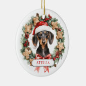 クリスマスダッシュンドドッグセラミックサークルオーナメント セラミックオーナメント (右)