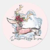 クリスマスダッチスウィンドザスノードッグ ラウンドシール (正面)