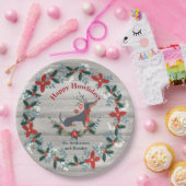 クリスマスダッ クシュンドドッグ〔雄ジカの〕枝角素朴グリーンリ ペーパープレート (パーティー)