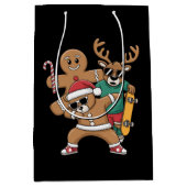 クリスマスダビングサンタベアースケートトインデアクリスマス ミディアムペーパーバッグ (正面)