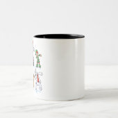 クリスマスダビングサンタ小妖精や小人と友人ボーイズキッズ ツートーンマグカップ (中央)