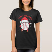クリスマスダビング野球とクリスマス帽子 Tシャツ (正面)