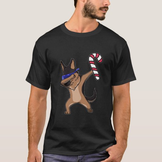 クリスマスダビングGerman Shepherd Dog Candy Canwe D Tシャツ (正面)