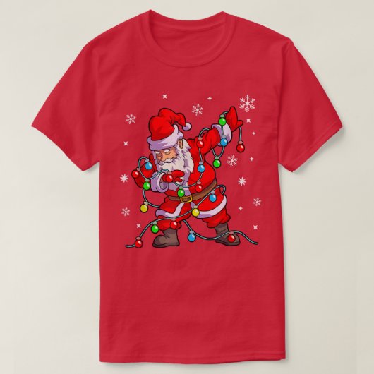 クリスマスダビングSantaクリスマスツリーがクリスマスを点灯 Tシャツ (デザイン正面)