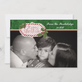 クリスマスダマスクキャンディーケーンストライプのホリーカード シーズンカード (正面)