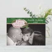 クリスマスダマスクキャンディーケーンストライプのホリーカード シーズンカード (スタンド正面)