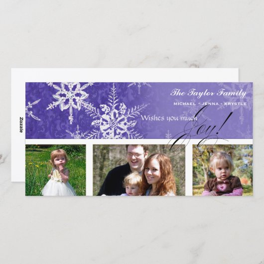クリスマスダマスクスノーフレーク王室の – パープルカード シーズンカード (正面/裏面)
