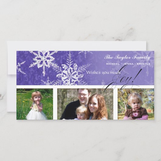クリスマスダマスクスノーフレーク王室の – パープルカード シーズンカード (正面)
