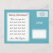 クリスマスダマスクスノーフレーク – ウィンターアクアnホワイト シーズンポストカード (裏面)