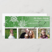 クリスマスダマスクスノーフレーク – 明るいグリーンカード シーズンカード (正面/裏面)