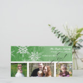 クリスマスダマスクスノーフレーク – 明るいグリーンカード シーズンカード (スタンド正面)