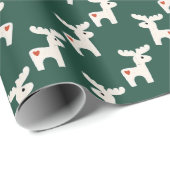 クリスマスダラホースミニマルレトロはっきりしたグリーン ラッピングペーパー (ロールコーナー)