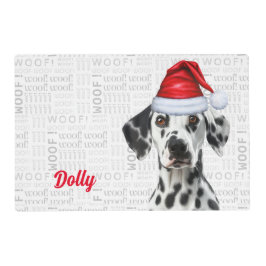クリスマスダルマチアンサンタドッグ（愛称ペット） ラミネート プレート