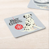 クリスマスダルマチア スクエアペーパーコースター (アングル)