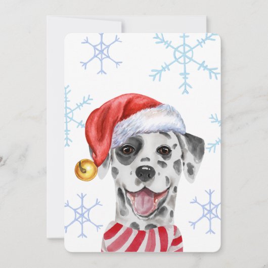 クリスマスダルマティアンペットクリスマスハットスカーフおもしろい犬H シーズンカード (正面)
