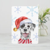クリスマスダルマティアンペットクリスマスハットスカーフおもしろい犬H シーズンカード (スタンド正面)