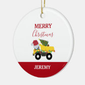 クリスマスダンプトラック建築トラックカスタム セラミックオーナメント (左)