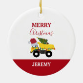 クリスマスダンプトラック建築トラックカスタム セラミックオーナメント (裏面)