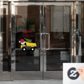 クリスマスダンプトラック建築トラック ウィンドウサイン (オフィスドア)
