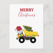 クリスマスダンプトラック建築トラック シーズンポストカード (正面)