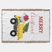 クリスマスダンプトラック建築トラック スローブランケット (正面)