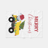 クリスマスダンプトラック建築トラック フリースブランケット (正面(横))