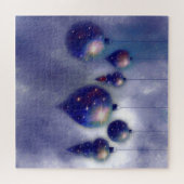 クリスマスダークつるブルーのボー絵を描ブル – ジグソーパズル (横)