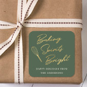 クリスマスダークグリーンと金ゴールドホリデーベーキングギフト スクエアシール