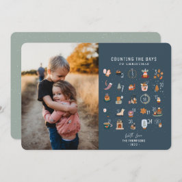 クリスマスダークネイビー写真へのシックなカウント日 シーズンカード